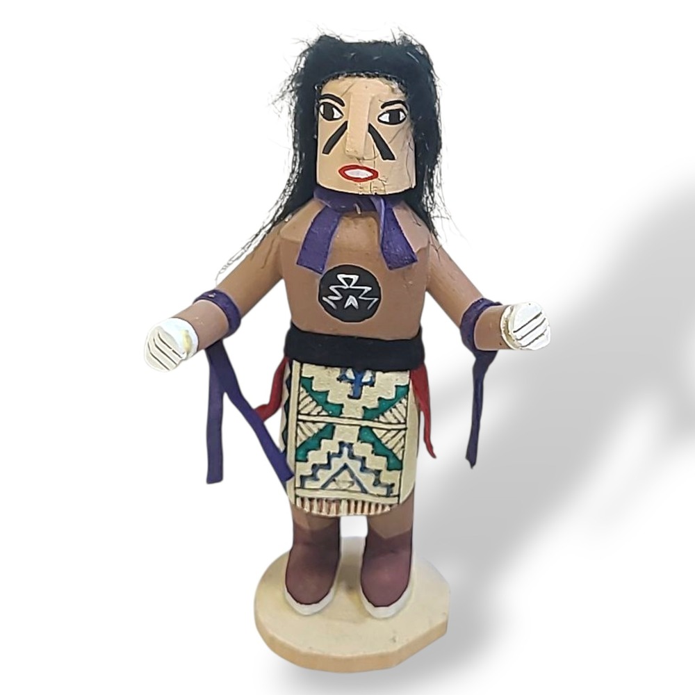 Mudhead Kachina Doll 6.5" Native American Carved Wood Signed KR‎ 421-987
